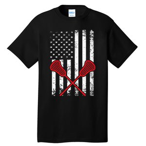 Lacrosse LAX American USA Flag Tall T-Shirt