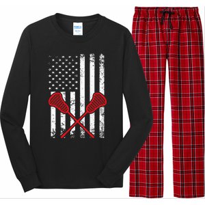 Lacrosse LAX American USA Flag Long Sleeve Pajama Set