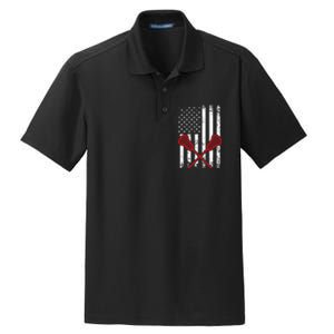 Lacrosse LAX American USA Flag Dry Zone Grid Polo