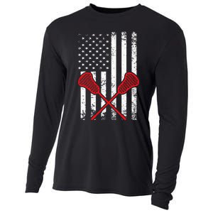 Lacrosse LAX American USA Flag Cooling Performance Long Sleeve Crew