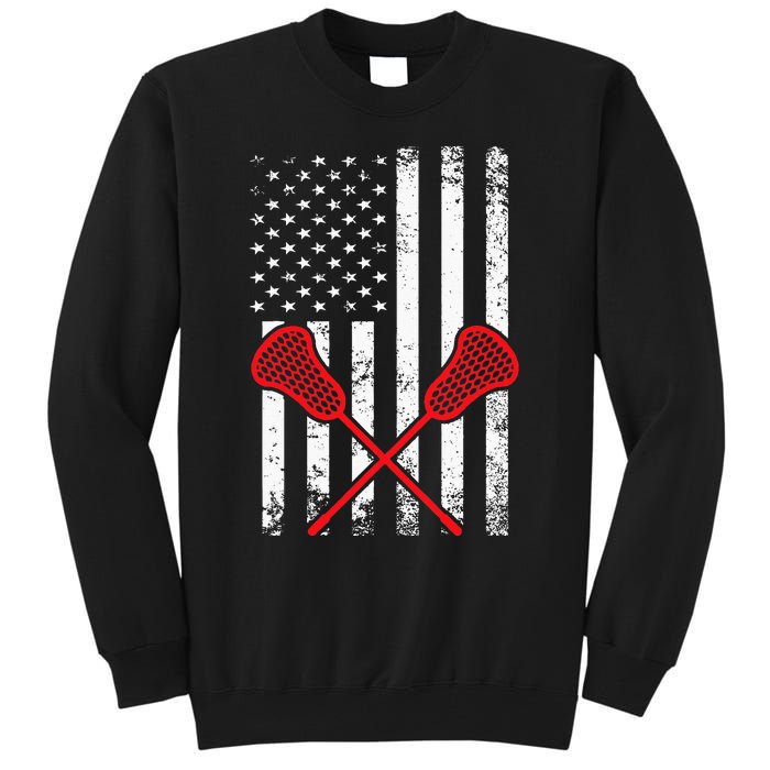 Lacrosse LAX American USA Flag Tall Sweatshirt