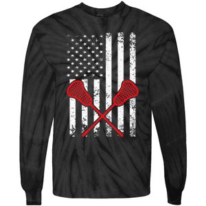 Lacrosse LAX American USA Flag Tie-Dye Long Sleeve Shirt