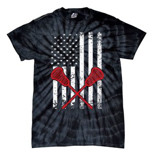 Lacrosse LAX American USA Flag Tie-Dye T-Shirt