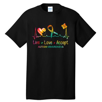 Live Love Accept Autism Month Tie Dye Tall T-Shirt