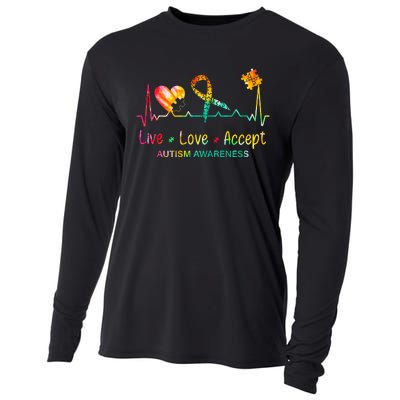 Live Love Accept Autism Month Tie Dye Cooling Performance Long Sleeve Crew