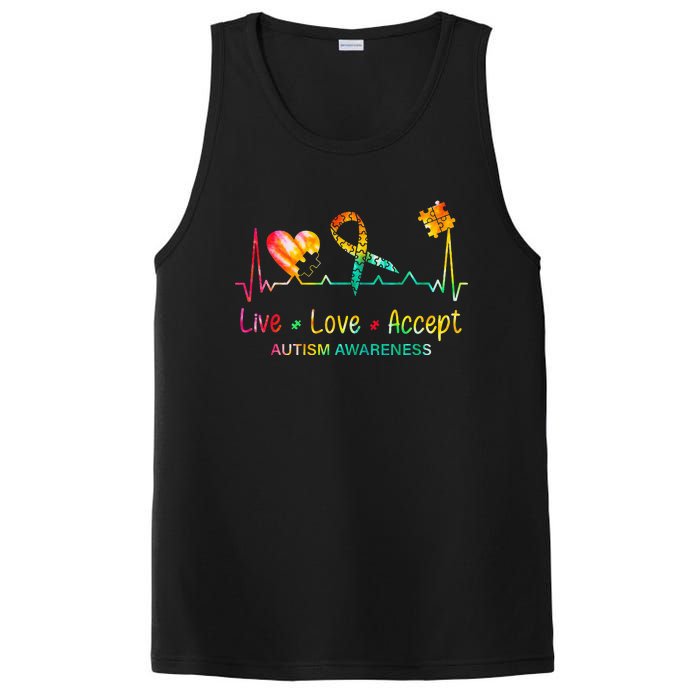 Live Love Accept Autism Month Tie Dye PosiCharge Competitor Tank