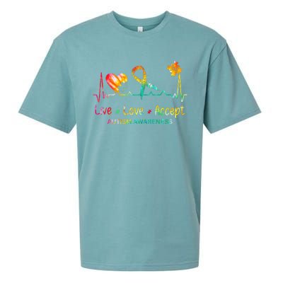 Live Love Accept Autism Month Tie Dye Sueded Cloud Jersey T-Shirt