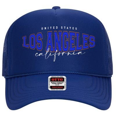 LA Los Angeles California Vintage High Crown Mesh Back Trucker Hat