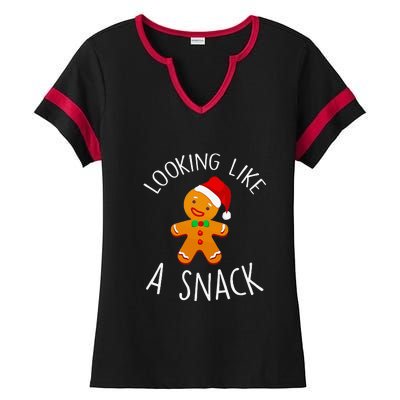 Looking Like A Snack Gingerbread Man Christmas Cookie Xmas  Ladies Halftime Notch Neck Tee