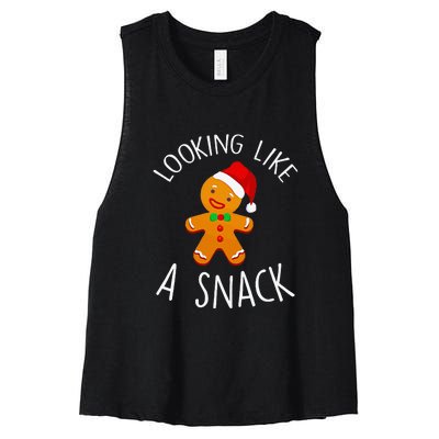 Looking Like A Snack Gingerbread Man Christmas Cookie Xmas  Women's Racerback Cropped Tank