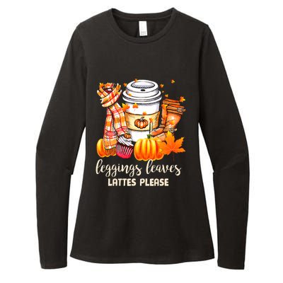 Leggings Leaves and Lattes Please Cute Coffee Fall Gift Womens CVC Long Sleeve Shirt