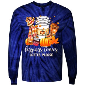 Leggings Leaves and Lattes Please Cute Coffee Fall Gift Tie-Dye Long Sleeve Shirt