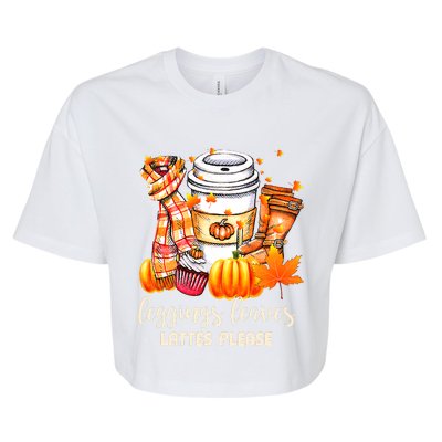 Leggings Leaves and Lattes Please Cute Coffee Fall Gift Bella+Canvas Jersey Crop Tee