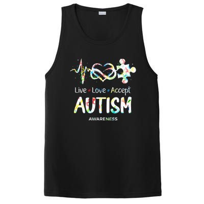 Live Love Accept Autism Awareness Month Support Acceptance PosiCharge Competitor Tank