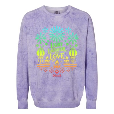 Light Laughter And Love Diwali Celebration Gift Colorblast Crewneck Sweatshirt