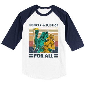 Lgbt Liberty And Justice For All Baseball Sleeve Shirt