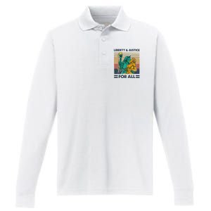 Lgbt Liberty And Justice For All Performance Long Sleeve Polo