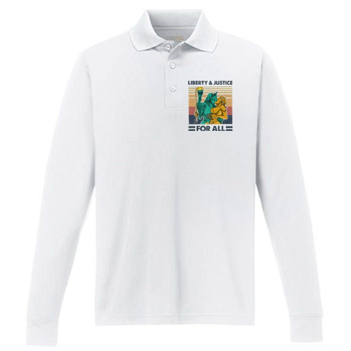 Lgbt Liberty And Justice For All Performance Long Sleeve Polo