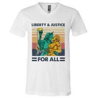 Lgbt Liberty And Justice For All V-Neck T-Shirt