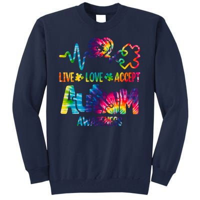 Live Love Accept Autism Awareness Colorful Tall Sweatshirt