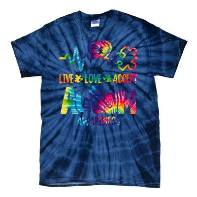 Live Love Accept Autism Awareness Colorful Tie-Dye T-Shirt