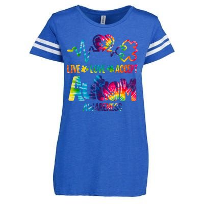 Live Love Accept Autism Awareness Colorful Enza Ladies Jersey Football T-Shirt