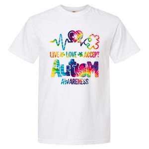 Live Love Accept Autism Awareness Colorful Garment-Dyed Heavyweight T-Shirt