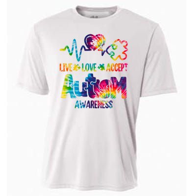 Live Love Accept Autism Awareness Colorful Cooling Performance Crew T-Shirt