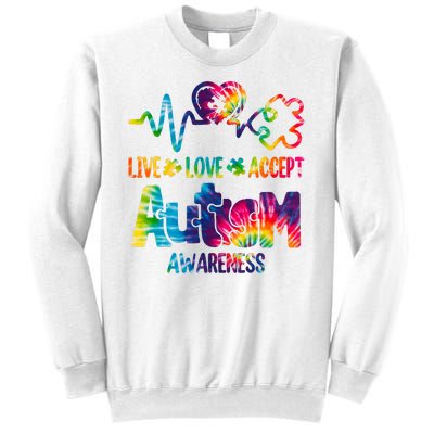 Live Love Accept Autism Awareness Colorful Sweatshirt