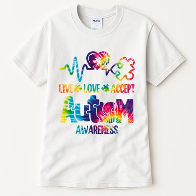 Live Love Accept Autism Awareness Colorful Tall T-Shirt