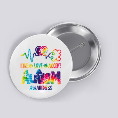 Live Love Accept Autism Awareness Colorful Button
