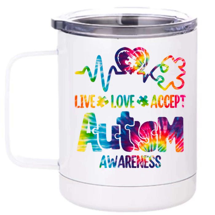 Live Love Accept Autism Awareness Colorful 12 oz Stainless Steel Tumbler Cup