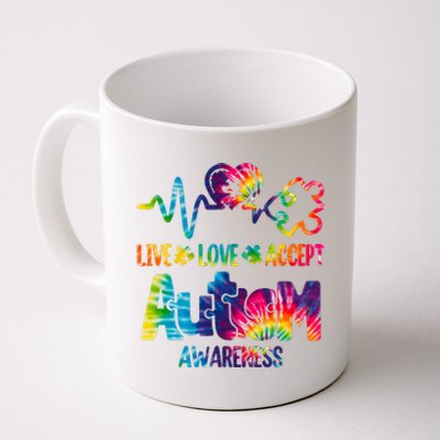 Live Love Accept Autism Awareness Colorful Coffee Mug