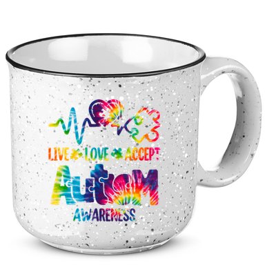 Live Love Accept Autism Awareness Colorful 15oz Campfire Ceramic Mug