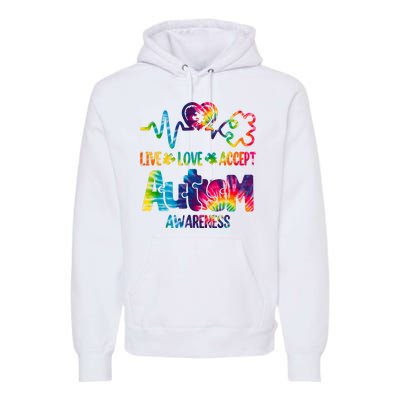 Live Love Accept Autism Awareness Colorful Premium Hoodie