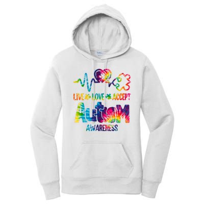 Live Love Accept Autism Awareness Colorful Women's Pullover Hoodie