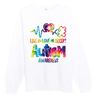 Live Love Accept Autism Awareness Colorful Premium Crewneck Sweatshirt