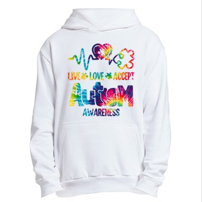 Live Love Accept Autism Awareness Colorful Urban Pullover Hoodie