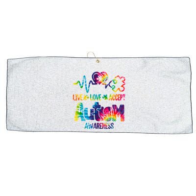 Live Love Accept Autism Awareness Colorful Large Microfiber Waffle Golf Towel