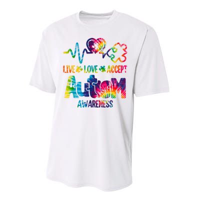 Live Love Accept Autism Awareness Colorful Performance Sprint T-Shirt