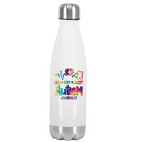 Live Love Accept Autism Awareness Colorful Stainless Steel Insulated Water Bottle