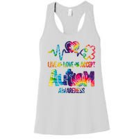 Live Love Accept Autism Awareness Colorful Women's Racerback Tank