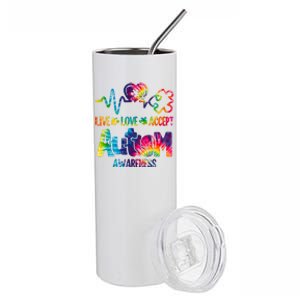 Live Love Accept Autism Awareness Colorful Stainless Steel Tumbler