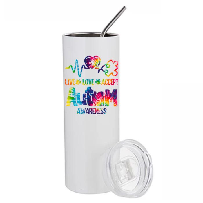 Live Love Accept Autism Awareness Colorful Stainless Steel Tumbler