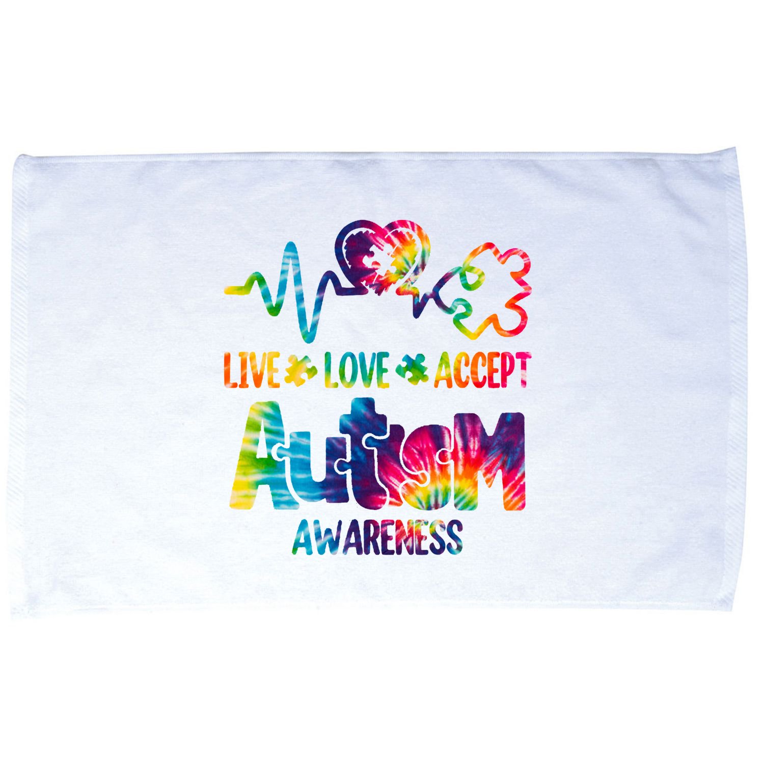 Live Love Accept Autism Awareness Colorful Microfiber Hand Towel