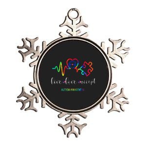 Live Love Accept Autism Awareness month Metallic Star Ornament