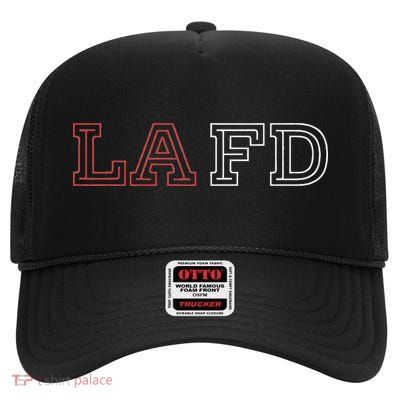 Lafd Los Angeles Fire Department High Crown Mesh Back Trucker Hat