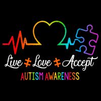 Live Love Accept Autism Awareness Tie Dye Puzzle HeartBeat Womens T-Shirt