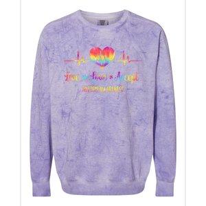 Live Love Accept Autism Awareness Tie Dye Autism Heartbeat Gift Colorblast Crewneck Sweatshirt