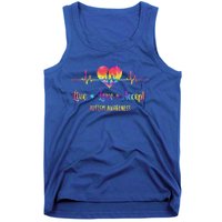 Live Love Accept Autism Awareness Tie Dye Autism Heartbeat Gift Tank Top